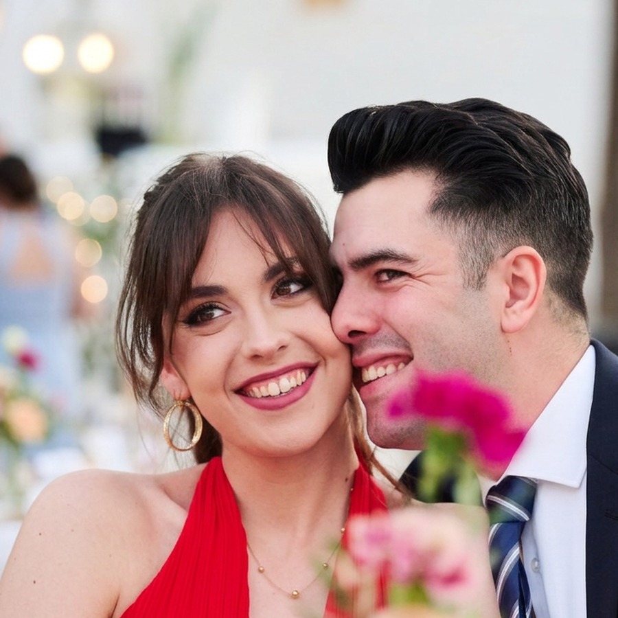 Domingo y Eva sonriendo